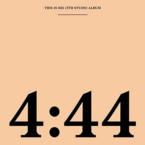 Album cover for JAY-Z’s “4:44” featuring large black numbers on a peach background.