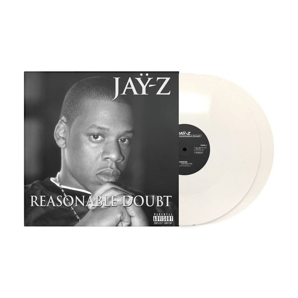 Jay-Z’s “Reasonable Doubt” vinyl record with alternate white cover and disc.