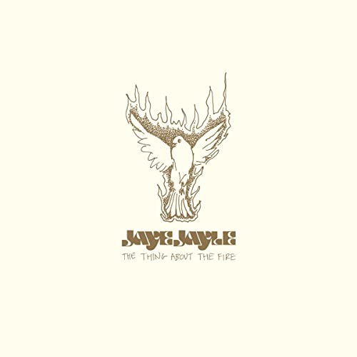 Brown illustration of a bird within flames above album title text.