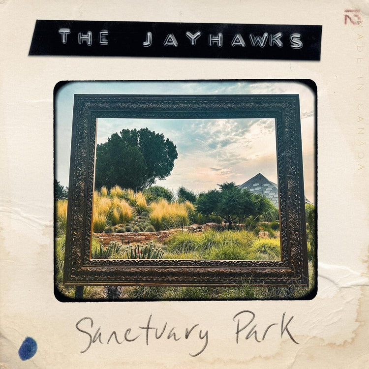 CD cover for The Jayhawks’ “Sanctuary Park” featuring a landscape in a frame.