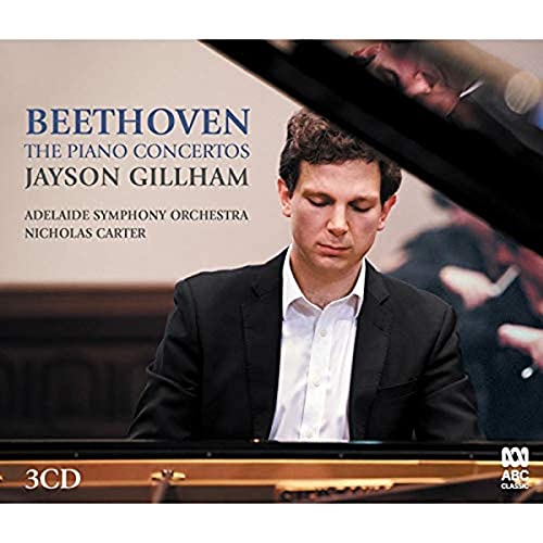 CD cover featuring pianist Jayson Gillham and text “Beethoven: The Piano Concertos”.