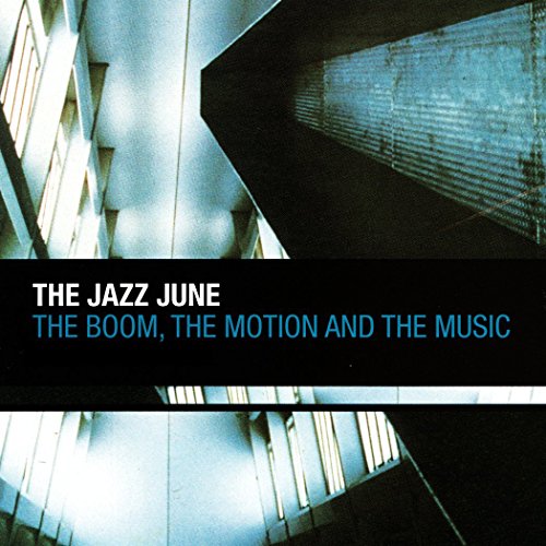 Album cover featuring a blue-toned architectural interior with text overlaying a black horizontal bar.