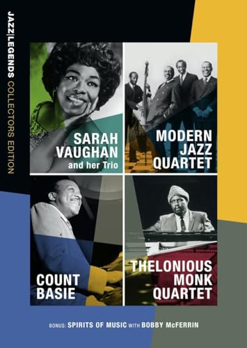 DVD cover featuring portraits of jazz musicians: Vaughan, Basie, Monk, and Modern Jazz Quartet.