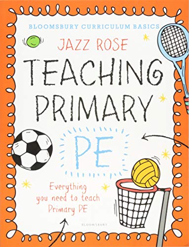 Book cover with hand-drawn sports equipment and text: "Teaching Primary PE".