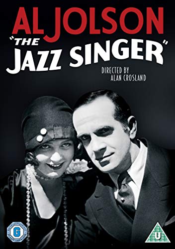 Black and white portrait of Al Jolson and a woman from "The Jazz Singer.