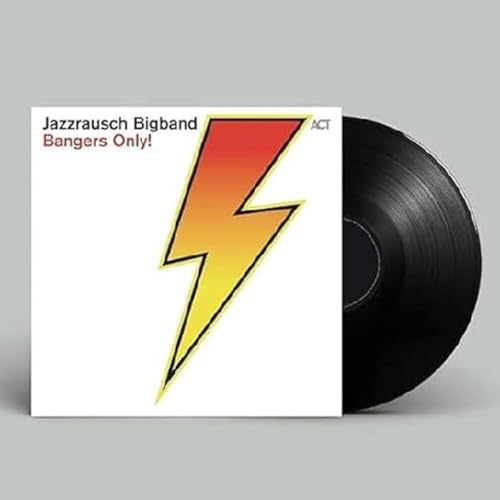 Vinyl record with white cover featuring a yellow lightning bolt.