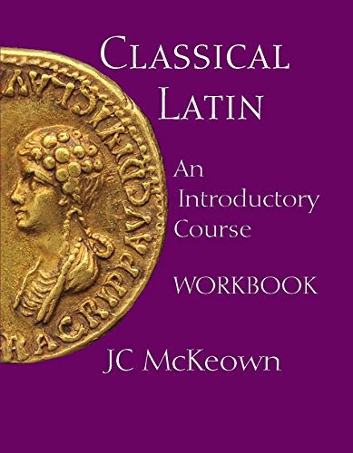 Purple book cover with a Roman coin and text: "Classical Latin Workbook".
