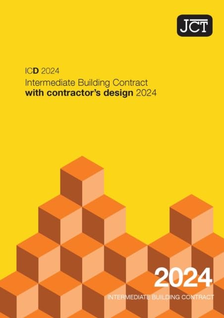 Yellow book cover with stacked orange blocks and "Intermediate Building Contract 2024" text.