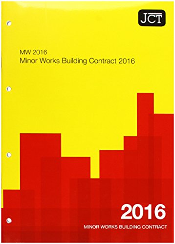 JCT Minor Works Building Contract 2016 document cover with yellow background and red bars.