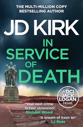 Book cover for In Service of Death by JD Kirk featuring a stone monument.