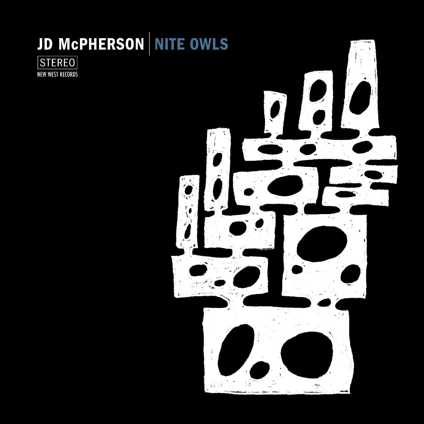 Album cover for JD McPherson's Nite Owls featuring a white abstract sketch on black.