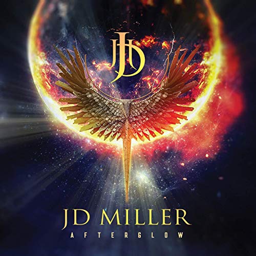 CD cover: golden wings against a fiery, cosmic background, text “JD Miller Afterglow”.