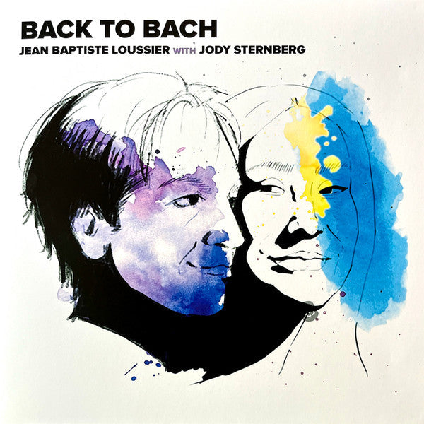 Album cover for "Back To Bach" featuring sketched portraits and watercolor.