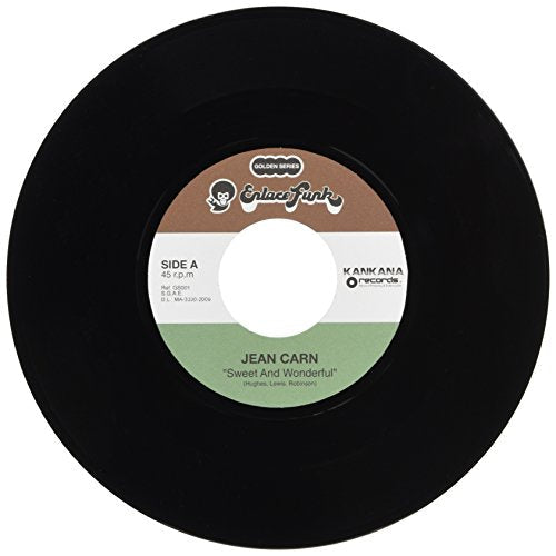 A black 7-inch vinyl record with a label featuring Jean Carn Sweet and Wonderful.