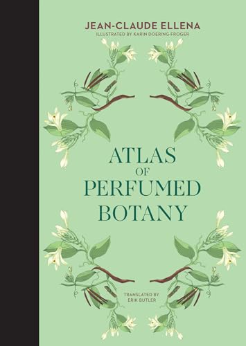 Book cover: “Atlas of Perfumed Botany” with floral botanical illustrations.