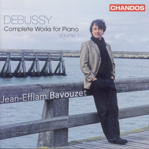 CD cover: pianist Jean-Efflam Bavouzet with seascape background.