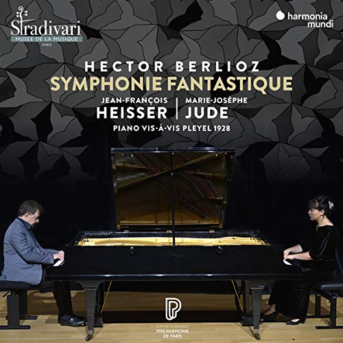 CD cover for Berlioz’s *Symphonie fantastique* featuring pianists and a piano.