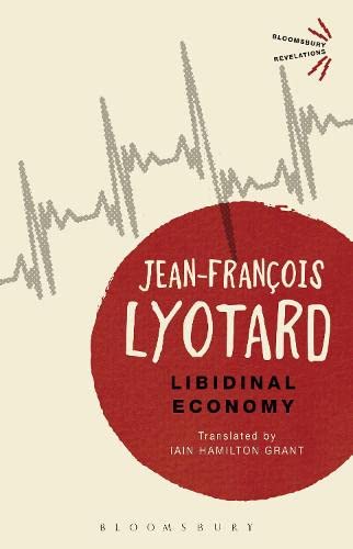 Book cover: “Libidinal Economy” by Jean-François Lyotard, red circle design.