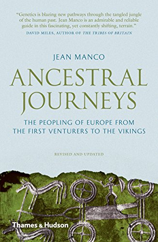 Book cover: “Ancestral Journeys” about European history, with bronze age artwork.