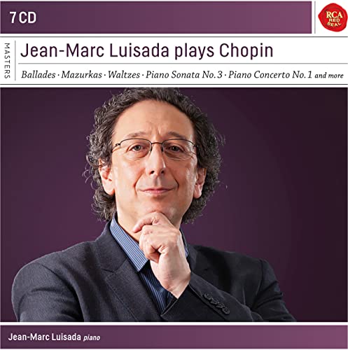 CD cover featuring pianist Jean-Marc Luisada and text “plays Chopin.”