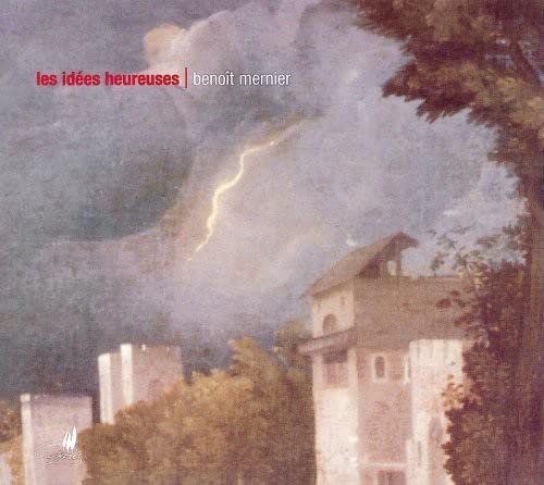 CD cover with a stormy sky, lightning, and a small building.