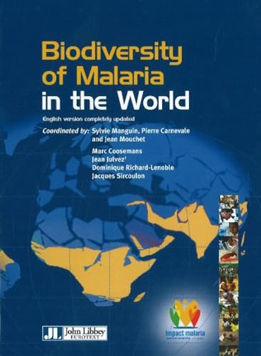 Book cover: “Biodiversity of Malaria in the World” with a world map.