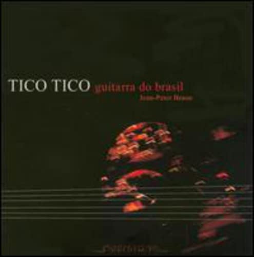 CD cover with black background, red abstract shapes, and white text Tico Tico.