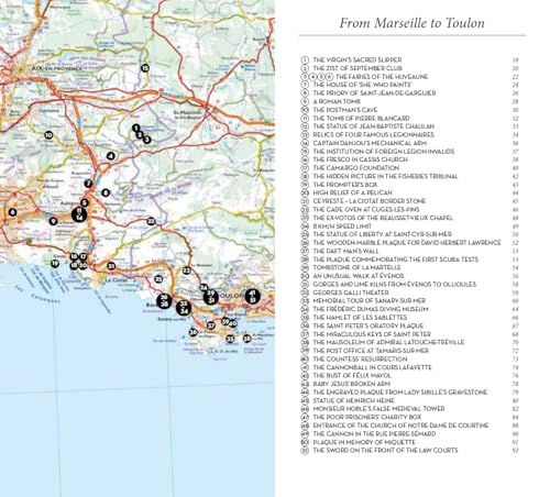Map of Provence, France, with numbered locations and a detailed key.
