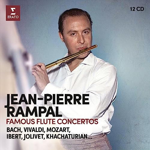 Jean-Pierre Rampal playing a flute, CD cover with text and composers’ names.