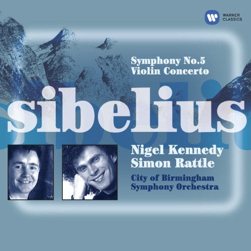 CD cover for Sibelius’ Symphony No.5 and Violin Concerto, with portraits.