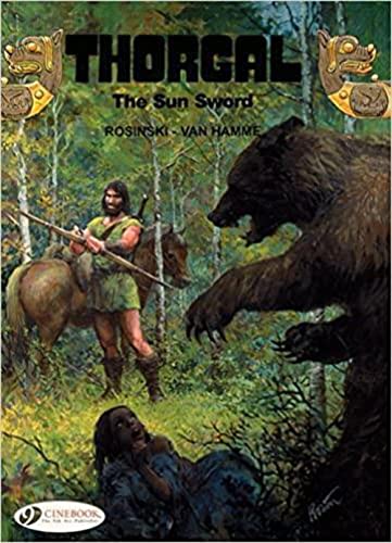Comic book cover: warrior on horseback facing a large bear in a forest.