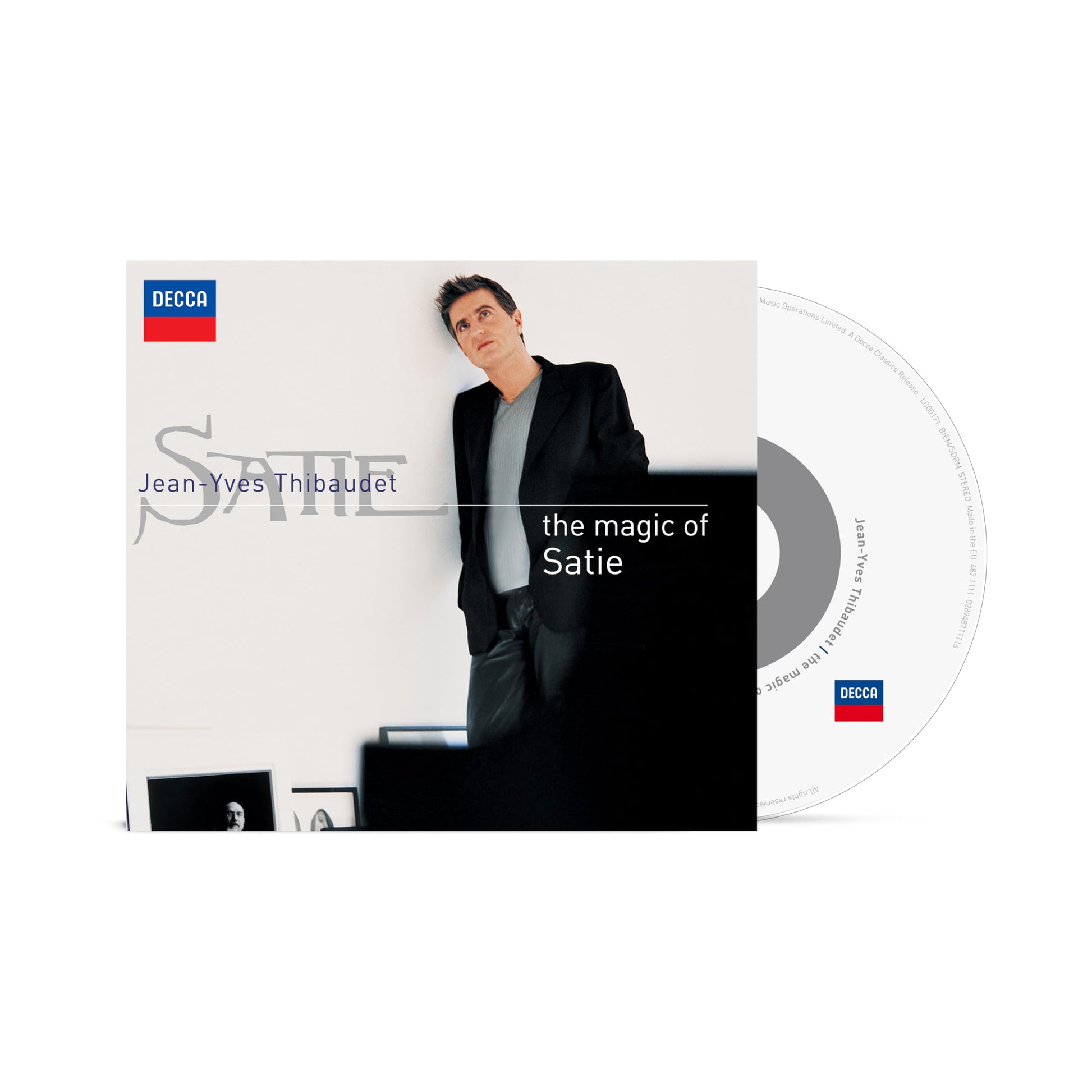 CD case featuring pianist Jean-Yves Thibaudet, with text "Satie: the magic of.