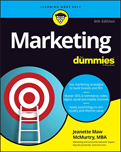 Book cover for Marketing For Dummies, 6th Edition, featuring a target and ladder.