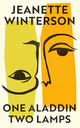 Book cover: abstract faces in yellow and orange, title "One Aladdin Two Lamps".