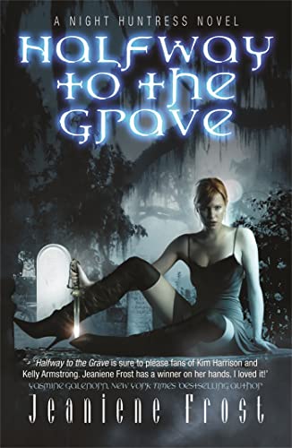 Book cover: woman with sword in a graveyard, dark and moody.