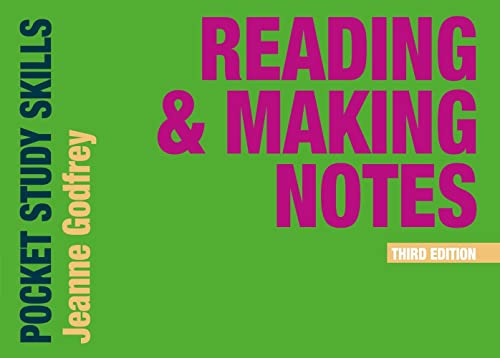 Green book cover with pink text: “Reading & Making Notes”, third edition.