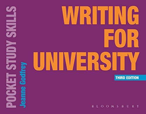Purple book cover with bold orange text: "Writing for University," third edition.