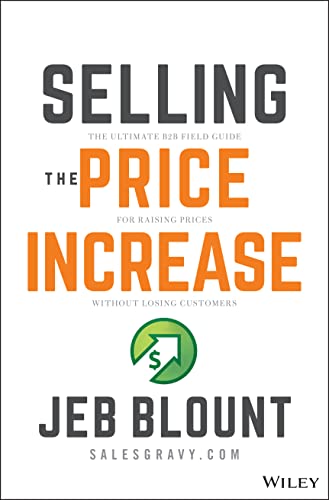 Book cover with bold text: "Selling the Price Increase" by Jeb Blount.