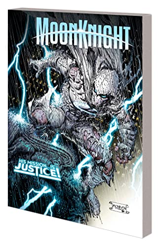 Moon Knight comic book cover featuring a shadowy, masked figure amidst lightning.