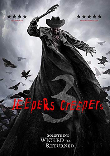 Jeepers Creepers 3 DVD cover featuring a menacing figure with a hat and crows.
