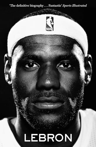 Black and white portrait of LeBron James wearing a headband, book cover.
