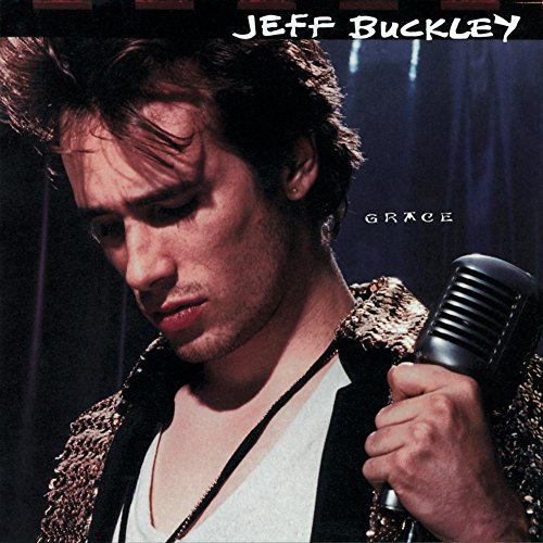 Jeff Buckley album cover, “Grace”, featuring a portrait of the singer.