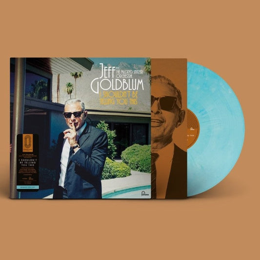Jeff Goldblum album cover and light blue vinyl record displayed.