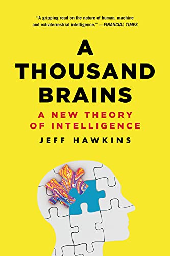 Book cover for A Thousand Brains by Jeff Hawkins featuring a puzzle-piece human head.