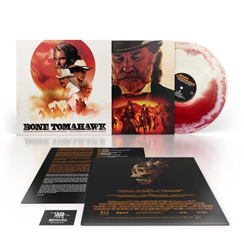Bone Tomahawk" soundtrack vinyl record, cover art, and accompanying inserts displayed.