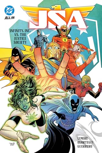 Comic book cover featuring multiple superheroes in dynamic poses.
