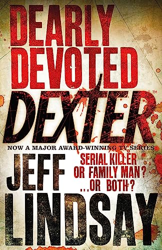 Book cover for "Dearly Devoted Dexter" with red text and blood splatters.