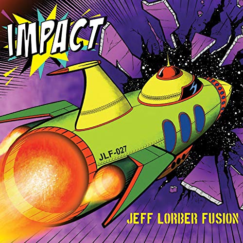 CD cover: green spaceship with orange flames against a purple, starry background.