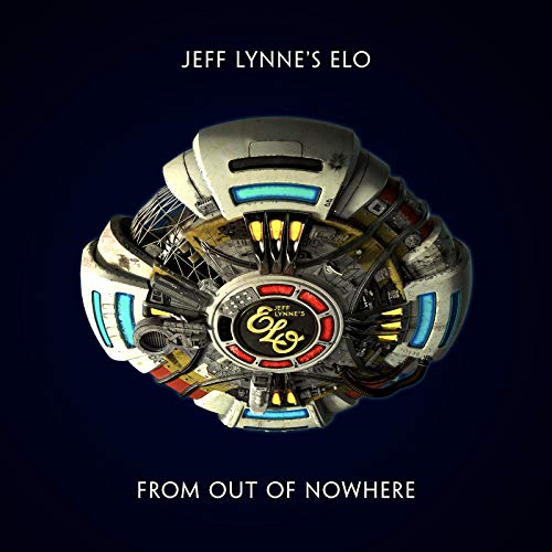 Jeff Lynne’s ELO album cover: a detailed, metallic sphere with glowing lights.