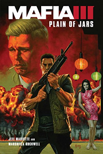Mafia III" novel cover featuring a man with a gun and a woman in pink.